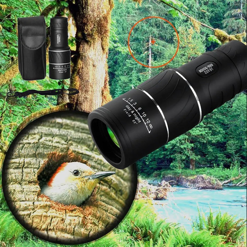 Portátil ao ar livre 16x52 hd telescópio monocular caça spotting handheld para turismo, concertos, pesca vela