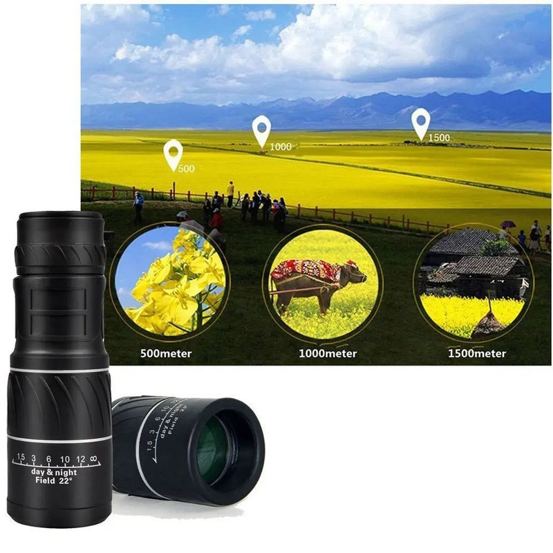 Portátil ao ar livre 16x52 hd telescópio monocular caça spotting handheld para turismo, concertos, pesca vela