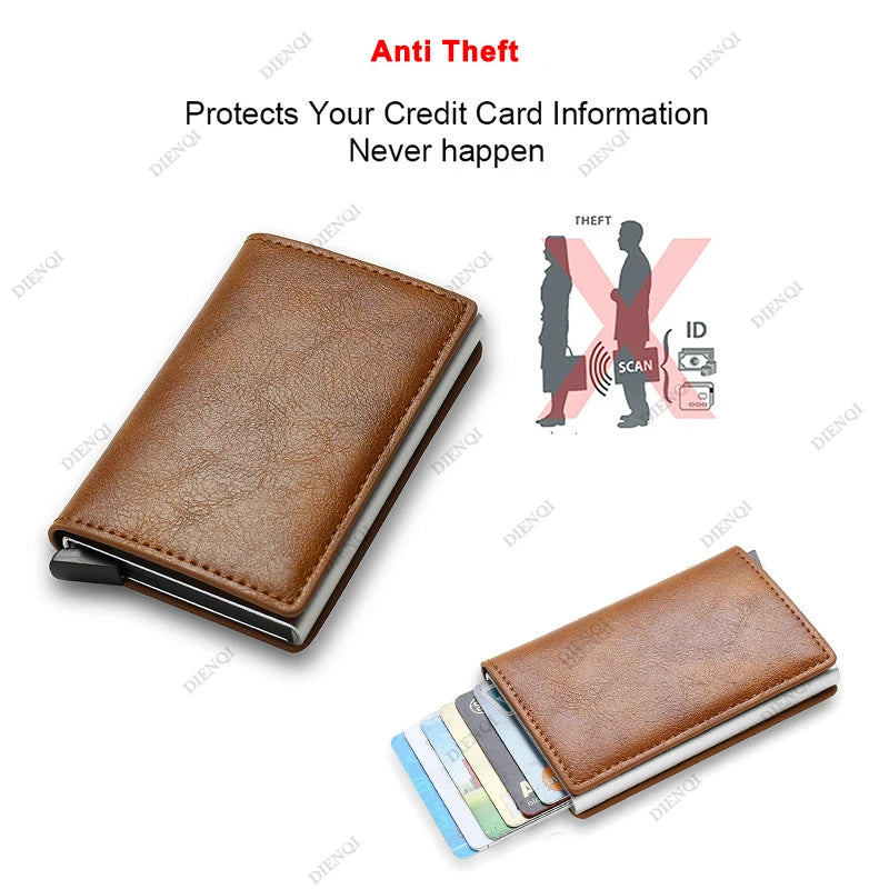 Anti ladrão Rfid titular do cartão de crédito para homens e mulheres, carteira minimalista inteligente, bolso fino, dinheiro bancário, Creditcard Case, bolsa