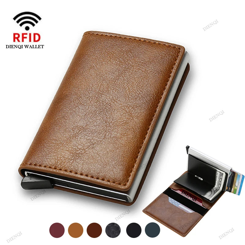 Anti ladrão Rfid titular do cartão de crédito para homens e mulheres, carteira minimalista inteligente, bolso fino, dinheiro bancário, Creditcard Case, bolsa